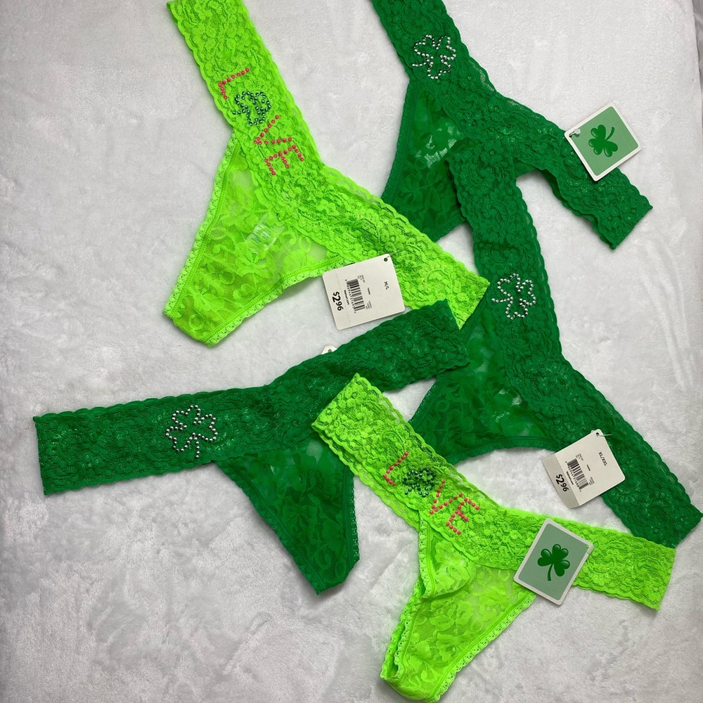 Emerald Green Lace Thong Panties Sleepwear